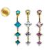 Silver Gold Plated Belly Bar - Dangle Rings With Cz Crystals 14G Length 10mm