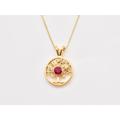 Gold Tree Ruby Pendant, Of Life Necklace, Circle Created Nature Gift For Her