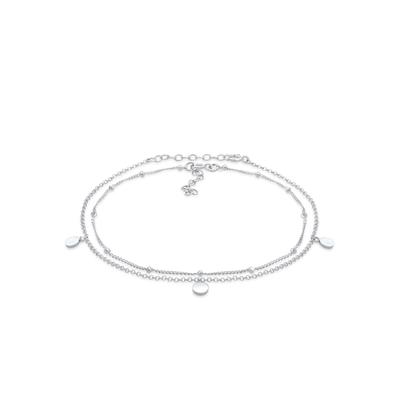 Fußkette ELLI "Ball Basic 2er Set 925 Sterling Silber" Gr. 22, silber, Fußkettchen, Damen, 22cm, Silber 925 (Sterlingsil