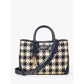 Aspinal of London London Midi Dogtooth Weave Leather Tote Bag, Navy/Ivory