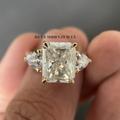 3.52 Tcw Colorless Radiant Moissanite Ring/Trillion Cut Three Stone Engagement Side Promise For Womens