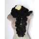 Crochet Scarf/ Neckwarmer Women Ruffled Scarf Black, Sjaal, Bufanda, Cachecol, Sciarpa, Schal, Foulard, Echarpe