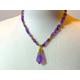 Handmade Amethyst Chip Necklace With White Seed Pearl Accents & Point Pendant