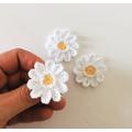 Set Of 3 Handmade White & Yellow Flowers, Crochet Flower Applique, Flowers Craft/Scrapbooking/Card-Making