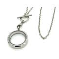 Stainless Steel Plain Silver Floating Glass Memory Waterproof Twist Screw Open Close Locket 30mm with Toggle Or Link Chain