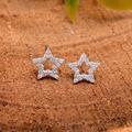 14K White Gold Star Stud Diamond Earring - Brilliant Cut Natural 0.17 Carats | Hi Color, Si Clarity Women Celestial Fine Earrings