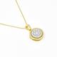 Natural Diamonds 18 Kt Gold Pendant, Double Halo Chain Necklace, Women's Simple Diamond Small Pendant