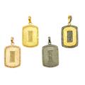 Pave Diamond 29x18mm Pendant, 925 Silver Rectangle Dog Tag Gold, Black & Rose Gold Plate Chunky Octagon Necklace Pendant