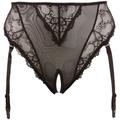 Cottelli Collection Cottelli Mesh Panty with Suspender Belt Plus Size - Black - 4XL