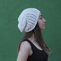 Knitted Crochet Summer Slouchy Beanie, Mens & Women Boho Hippie Clothing, Slightly Hat, Baggy Linen Beanie