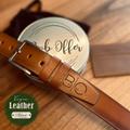 Personalized Vegan Leather Mens Belt, Gift For Best Man, Groomsmen With Box, , Engraved Customized Monogrammed Wedding