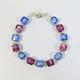 Murano Glass Cubes Bracelet Fuchsia Blue W Sterling Silver Venetian Bracelet, Zaffiro Fucsia Swarovski