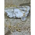 Gold Filled Square Shaped Faceted Moonstone Pendant With & Sterling Silver Satellite Chain