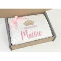 Personalised Baby Blanket, Embroidered Coming Home Gift, Shower Crown Blanket Set. Princess