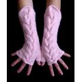 Fingerless Gloves Pink, Extra Soft Cabled Arm Warmers in Angora & Acrylic