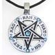 Pewter Inverted Pentagram Tetragrammaton Runes Pendant With Swarovski Crystal Aquamarine Blue March Birthstones | 55C