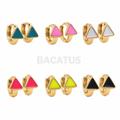 1 Pair, 18K Gold Filled Triangle Enamel Earrings, Geometric Multicolor Daily Earrings 11x7mm