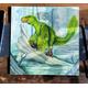 On The Watch - Raptor Dinosaur Original Painting On A Canvas Board With Water Color