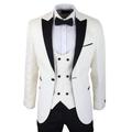 TruClothing Mens Beige Tuxedo Blazer Waistcoat Brocade Ivory Satin Paisley Dinner Jacket - Cream - Size 50 (Chest)