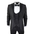 TruClothing Mens Black Tuxedo Blazer Waistcoat Brocade Satin Paisley Formal Dinner Jacket - Size 36 (Chest)