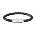 Timberland BACARI Herren Armband aus Edelstahl Silber und Leder Schwarz, Länge: 20 cm, TDAGB0001701