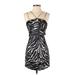 Zara Cocktail Dress - Mini: Black Zebra Print Dresses - Women's Size Small