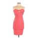 Herve Leger Cocktail Dress - Bodycon Strapless Sleeveless: Pink Solid Dresses - New - Women's Size Medium