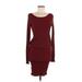 FP BEACH Casual Dress - Bodycon: Burgundy Solid Dresses - Women's Size Medium