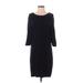 Etcetera Casual Dress - Shift Scoop Neck 3/4 sleeves: Black Solid Dresses - Women's Size Small