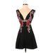 As U Wish Casual Dress - A-Line V-Neck Sleeveless: Black Print Dresses - Women's Size Small