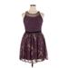 Xhilaration Casual Dress - Mini Crew Neck Sleeveless: Purple Dresses - Women's Size X-Large