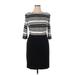 American Living Casual Dress - Sheath Crew Neck 3/4 sleeves: Black Stripes Dresses - Women's Size 14