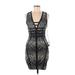 Wow Couture Cocktail Dress - Bodycon Plunge Sleeveless: Black Dresses - New - Women's Size Medium