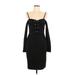 Charlotte Russe Cocktail Dress - Sheath Cold Shoulder Long sleeves: Black Print Dresses - Women's Size Large