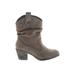 Rocket Dog Ankle Boots: Cowboy Chunky Heel Casual Gray Solid Shoes - Women's Size 7 1/2 - Round Toe