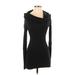 Splendid Casual Dress - Mini Cowl Neck Long sleeves: Black Print Dresses - Women's Size Small