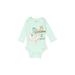 Gerber Long Sleeve Onesie: Green Graphic Bottoms - Size 0-3 Month