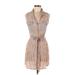 E&M Collection Casual Dress - Shirtdress Collared Sleeveless: Tan Dresses - Women's Size Medium