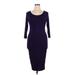 FASHION TO FIGURE Casual Dress - Midi Scoop Neck 3/4 sleeves: Purple Print Dresses - Women's Size 0X Plus