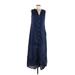 Tart Casual Dress - Shirtdress V-Neck Sleeveless: Blue Solid Dresses - Women's Size Medium