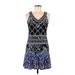White House Black Market Casual Dress - A-Line V Neck Sleeveless: Blue Dresses - Women's Size X-Small Petite