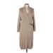 Calvin Klein Casual Dress - Sweater Dress: Tan Solid Dresses - Women's Size Large