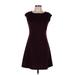 Gap Casual Dress - A-Line Crew Neck Short sleeves: Burgundy Solid Dresses - Women's Size 8