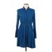 Maeve Casual Dress - Shirtdress Collared Long sleeves: Blue Print Dresses - Women's Size Small