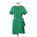 Paris Atelier & Other Stories Casual Dress - Wrap High Neck Short sleeves: Green Print Dresses - Women's Size 10