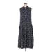 Chaps Casual Dress - A-Line High Neck Sleeveless: Blue Dresses - Women's Size X-Large