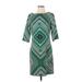 Banana Republic Factory Store Casual Dress - Sheath Crew Neck 3/4 sleeves: Green Dresses - Women's Size 2