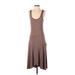 Lilla P Casual Dress - Midi Scoop Neck Sleeveless: Brown Dresses - Women's Size Small