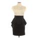 Love Culture Cocktail Dress - Mini High Neck Sleeveless: Black Solid Dresses - Women's Size Large