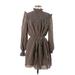 French Connection Casual Dress - Mini High Neck Long sleeves: Brown Print Dresses - Women's Size Medium